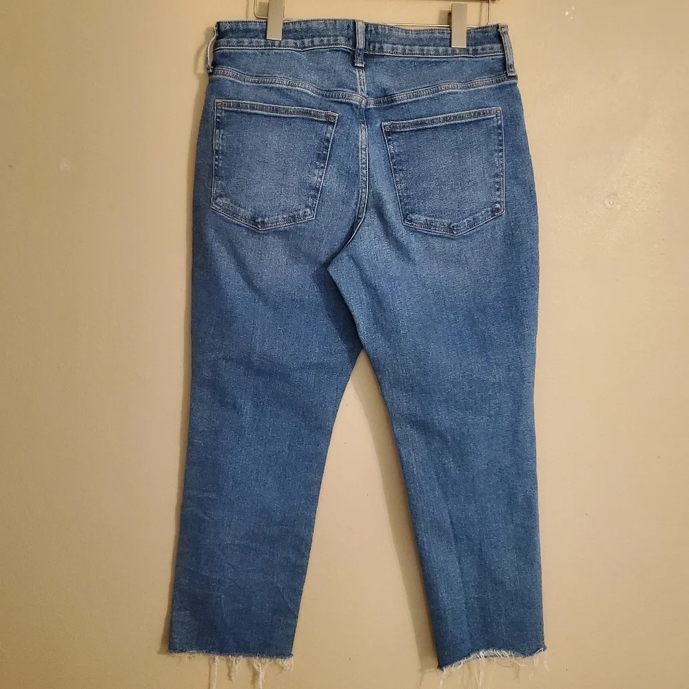 J.CREW Factory Curvy Essential Straight High-Rise Raw Hem Denim Jeans Women's 30